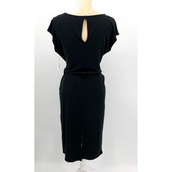 NORDSTROM RACK Side Knot Midi Dress Small Black Modal Blend Cap Sleeve NWT - Picture 7 of 8